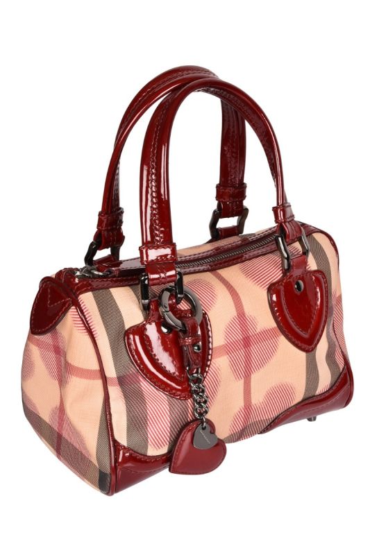 BURBERRY HOUSE CHECK HEARTS BOSTON BAG