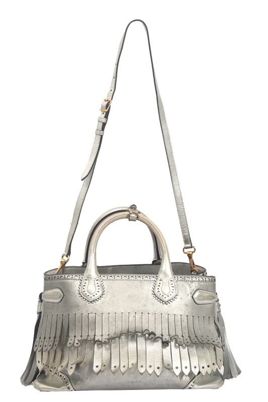 Burberry Metallic Calfskin Brogue Handbag