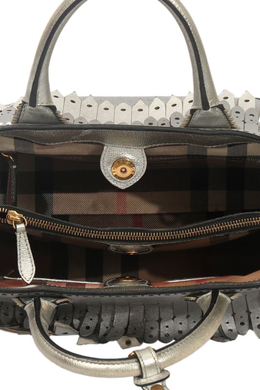 Burberry Metallic Calfskin Brogue Handbag