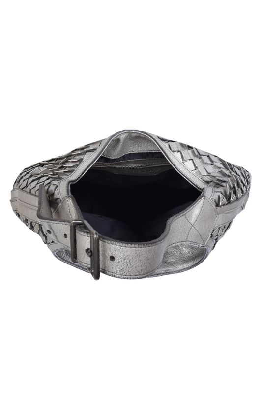 Burberry Metallic Grey Leather Brooke Hobo Bag