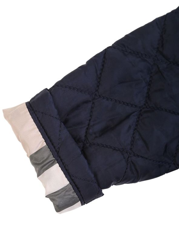 BURBERRY NAVY BLUE QUILTED HOODED JACKET