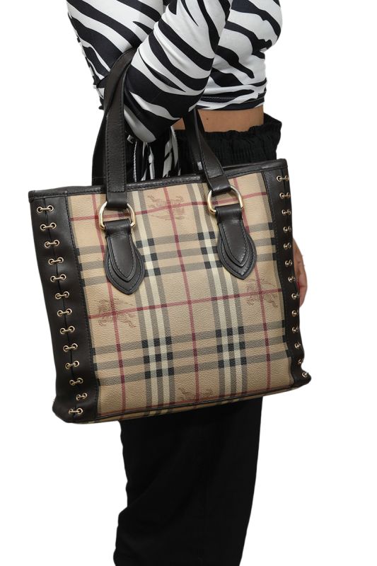 Burberry Nova Checks Coated Canvas & Leather Tote Bag RT167-10