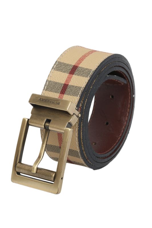 Burberry Nova Checks Leather & Canvas Belt