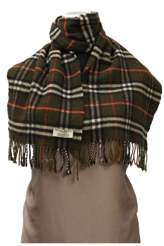 Burberry Olive Green Cashmere Muffler