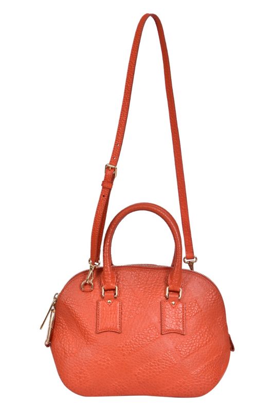 Burberry Orange Embossed Leather Orchard Bowler Bag