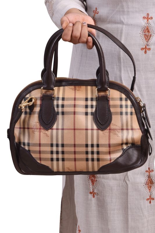 Burberry Orchard Bowler Haymarket Check Bag