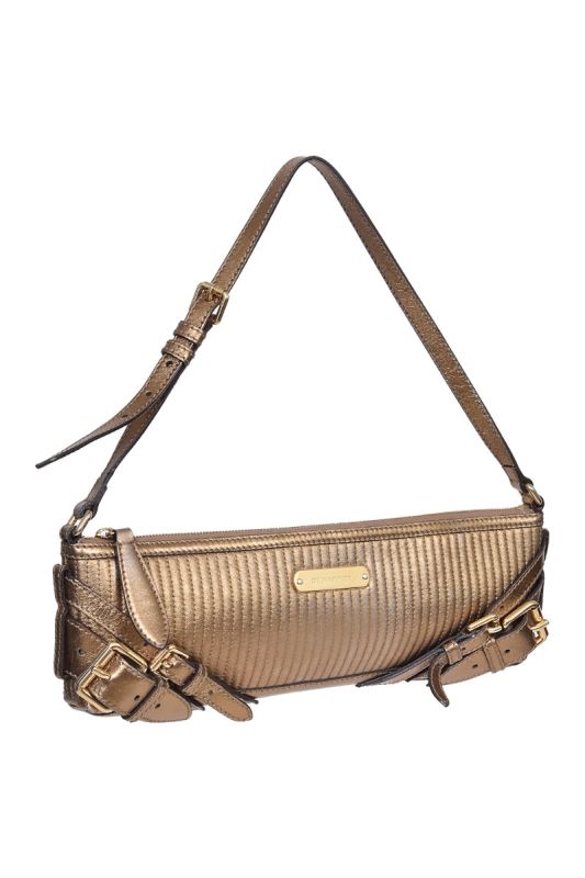 Burberry Parmoor Gold Q	uilted Crossbody Bag