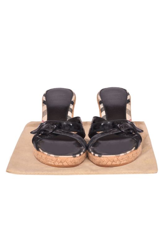 Burberry Patent Leather Nova Checks Wedges