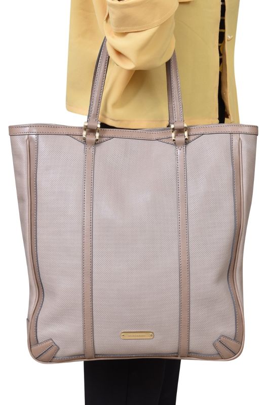 Burberry  PerforatedLeather Open Tote Bag