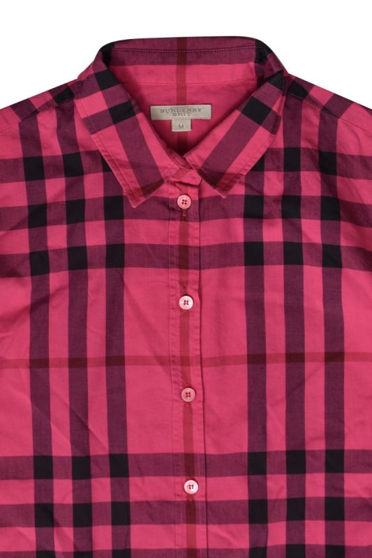 Burberry Pink Check Cotton Shirt