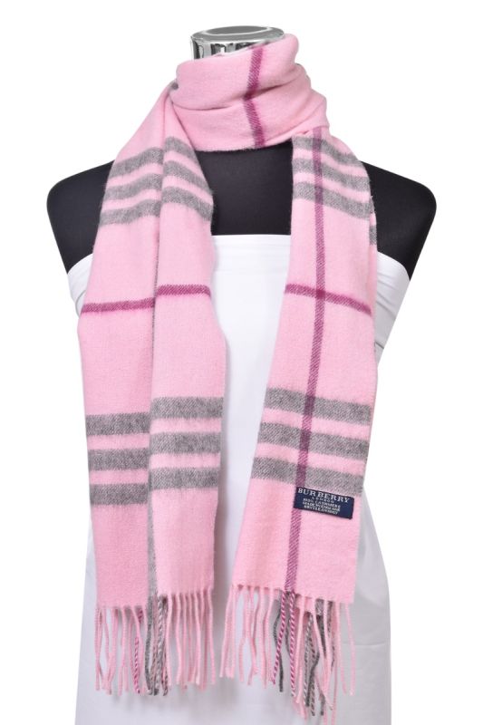 Burberry Pink/Grey Checkered Scarf