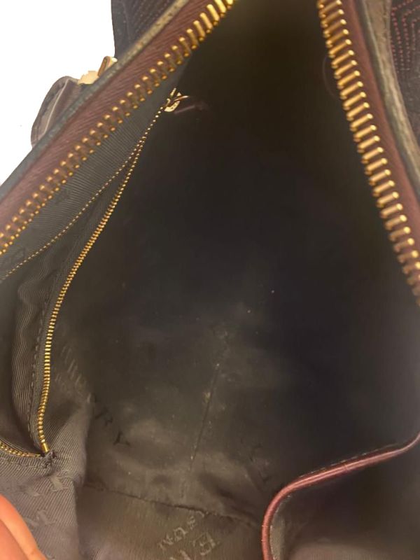Burberry Prorsum Plum Check Jacquard Tweed Barrel Bag