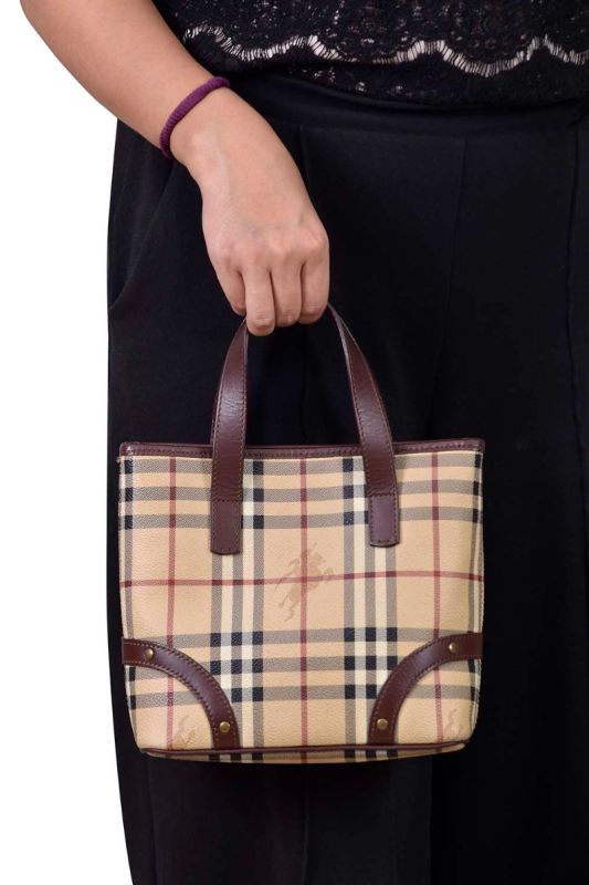 Burberry Small Haymarket Checks Tote Bag