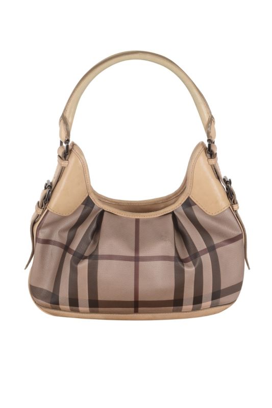 BURBERRY SMOKED CHECK BROOKLYN HOBO BAG