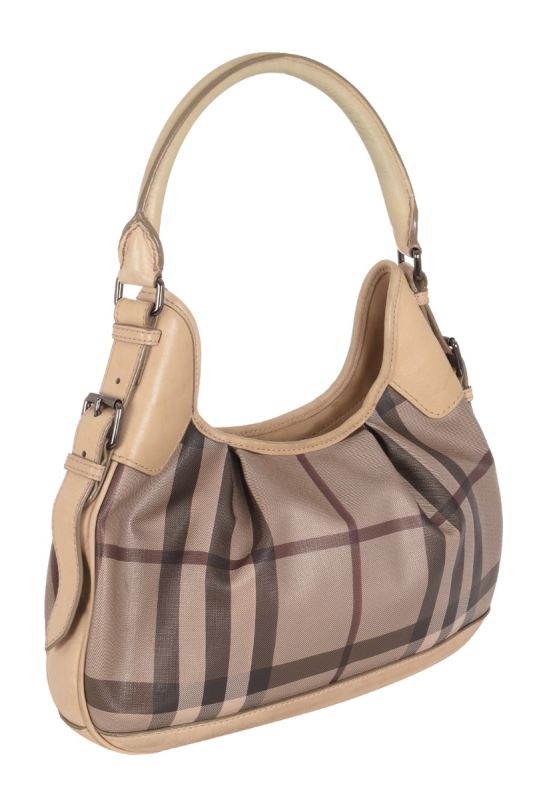 BURBERRY SMOKED CHECK BROOKLYN HOBO BAG