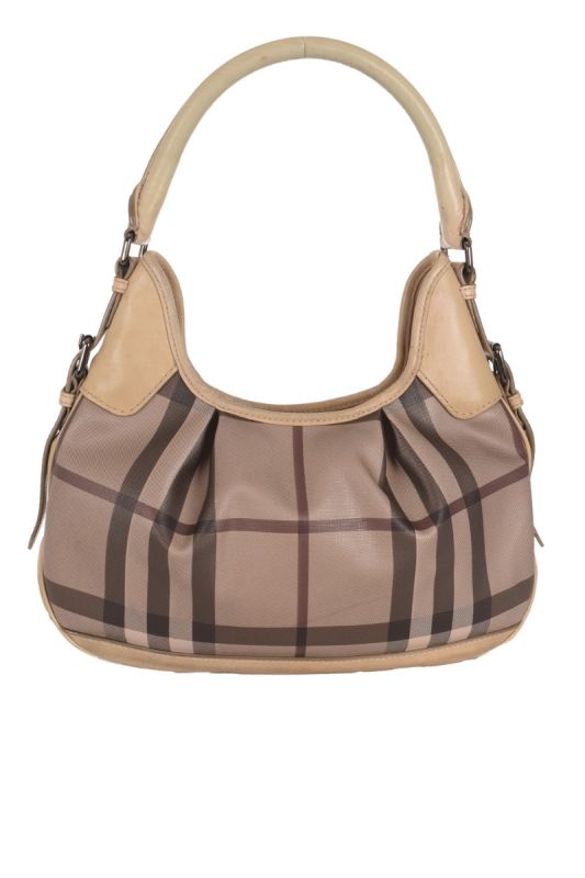 BURBERRY SMOKED CHECK BROOKLYN HOBO BAG