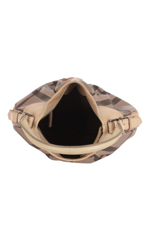 BURBERRY SMOKED CHECK BROOKLYN HOBO BAG