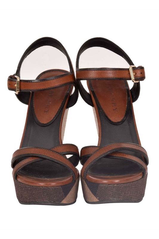 Burberry Warlow Brit Check Wedges Sandals