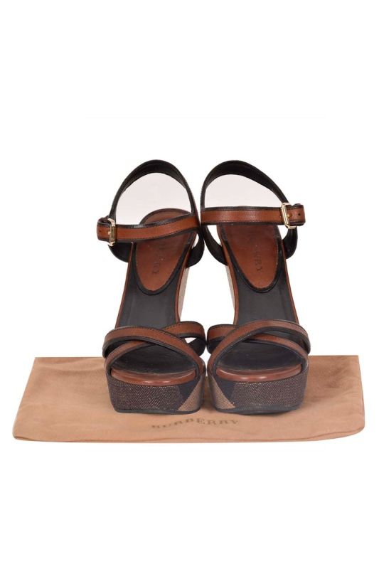 Burberry Warlow Brit Check Wedges Sandals