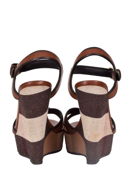 Burberry Warlow Brit Check Wedges Sandals