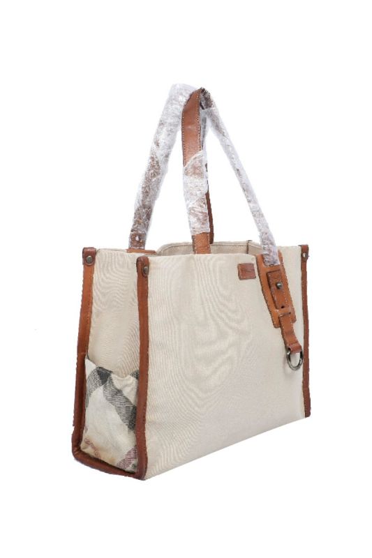 Burberry WhiteCanvas Tote Bag
