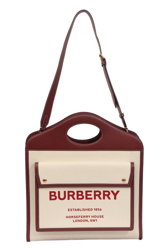 Burberry White/Brown Pocket Tote Bag