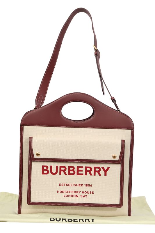 Burberry White/Brown Pocket Tote Bag