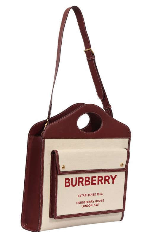 Burberry White/Brown Pocket Tote Bag