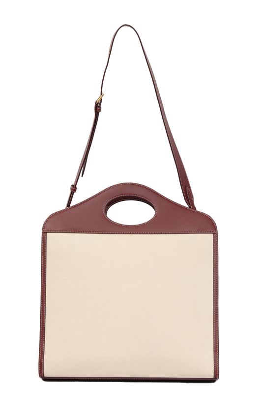 Burberry White/Brown Pocket Tote Bag