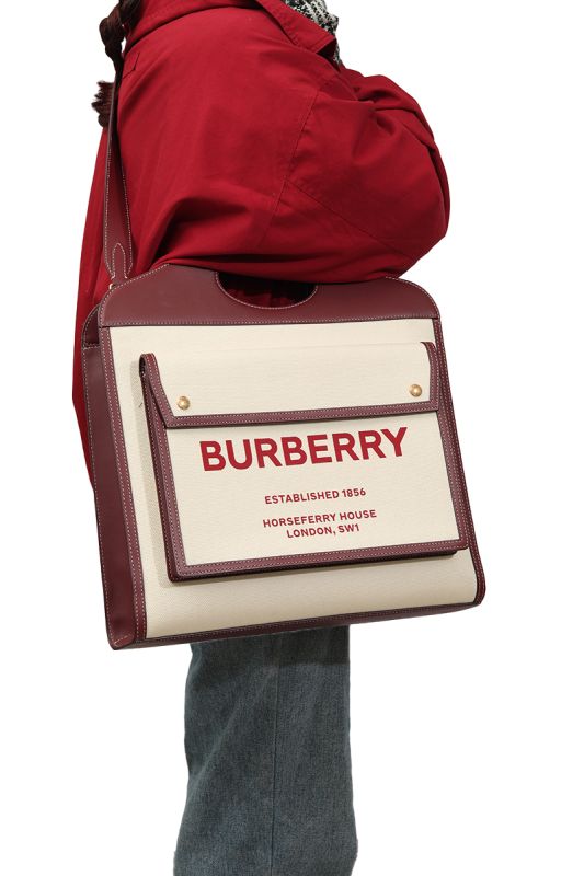 Burberry White/Brown Pocket Tote Bag