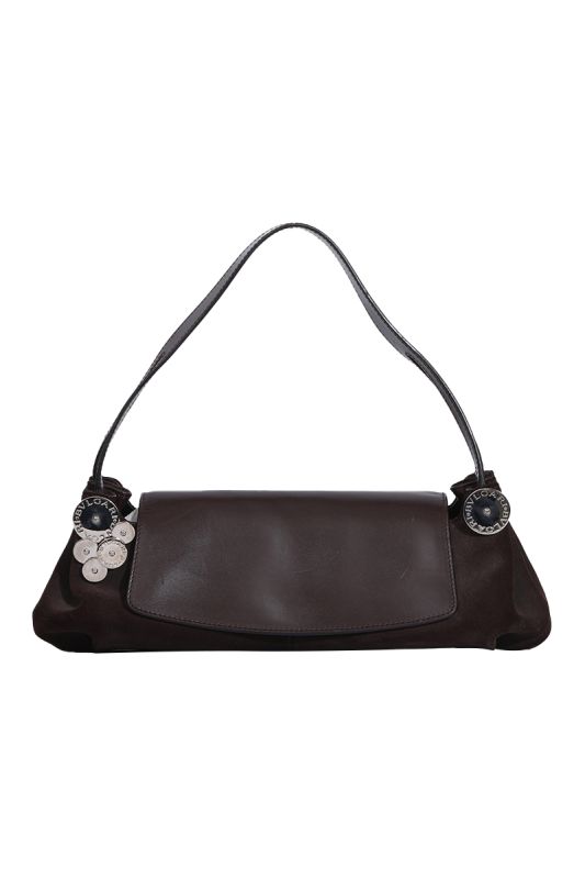 BVLGARI BROWN LEATHER SUEDE SHOULDER BAG