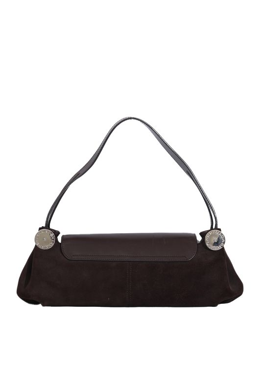 BVLGARI BROWN LEATHER SUEDE SHOULDER BAG