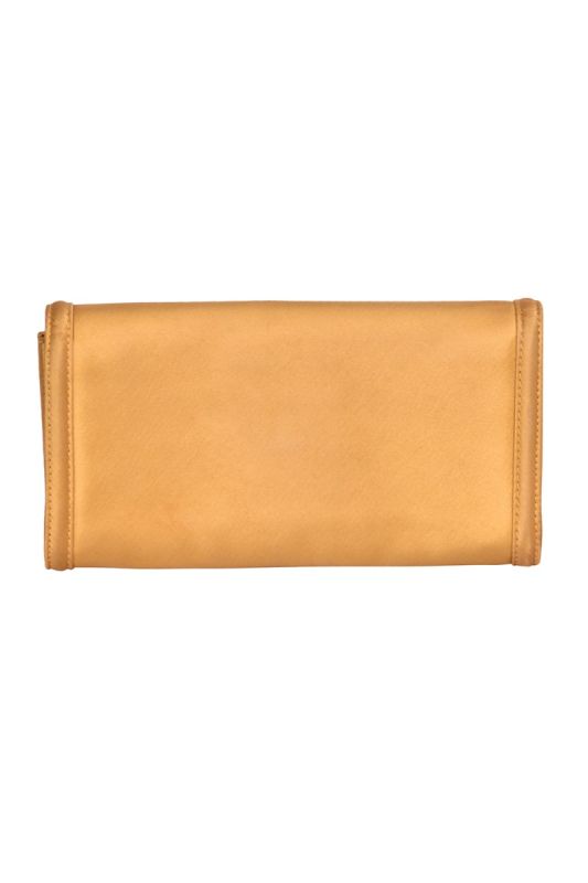 Bvlgari Gold Satin Leoni Flap Clutch