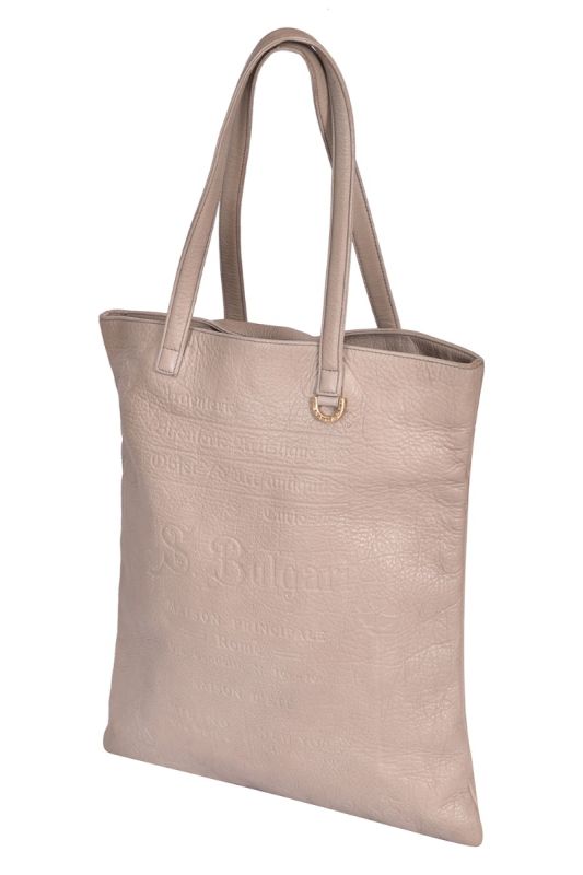 Bvlgari Grey Leather Tote Bag