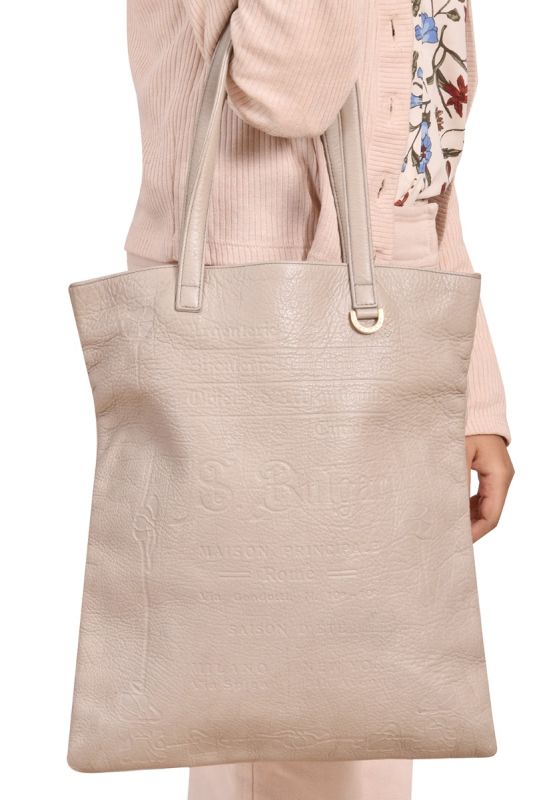 Bvlgari Grey Leather Tote Bag