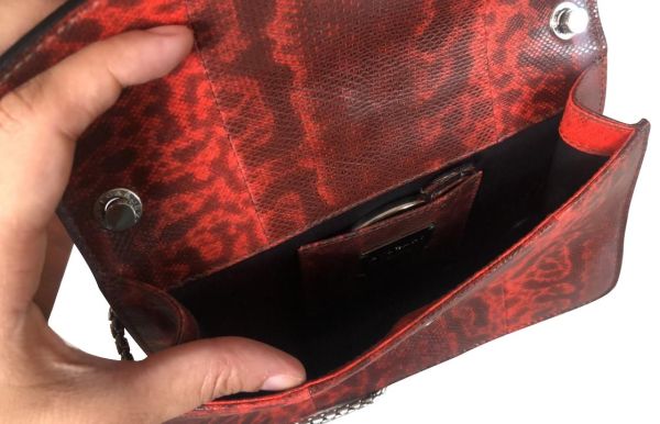 BVLGARI RED SERPENTI SNAKE EMBOSSED SLING BAG