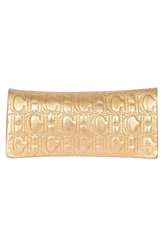 Carolina Herrera Golden Monogram Embossed Clutch