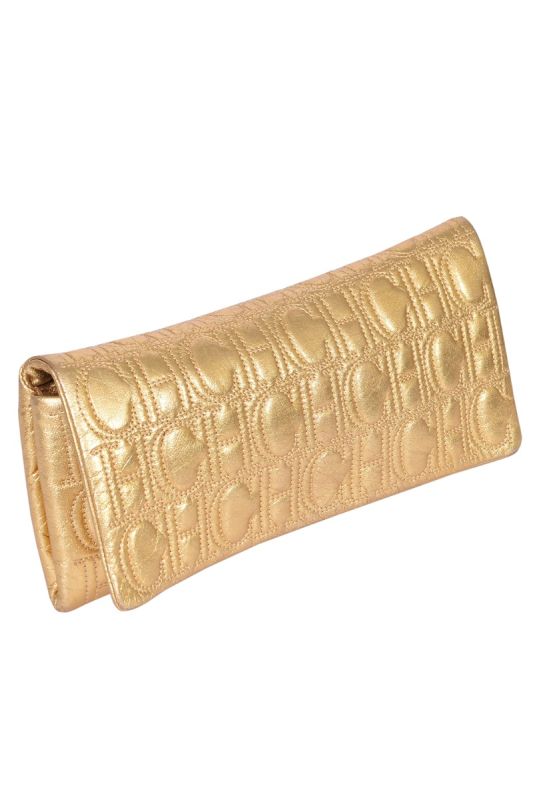 Carolina Herrera Golden Monogram Embossed Clutch