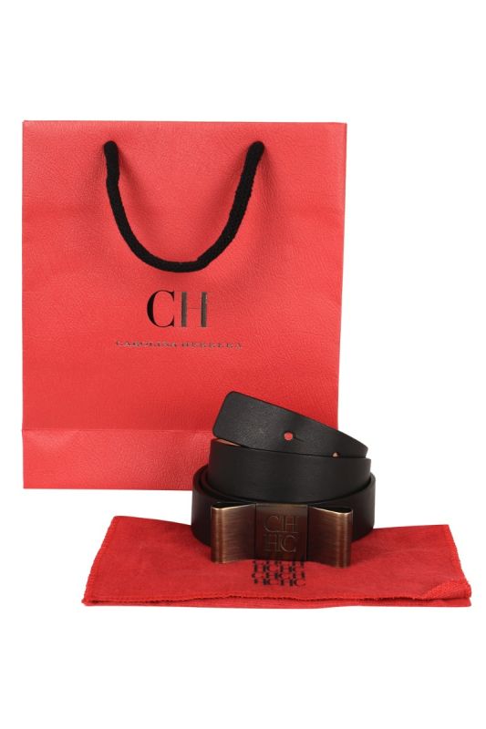 CAROLINA HERRERA LEATHER BOW BUCKLE BELT