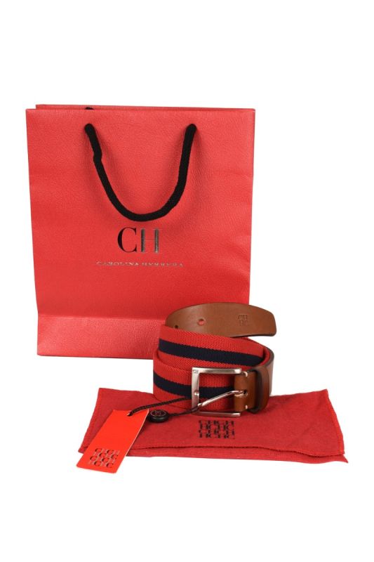 CAROLINA HERRERA RED AND BLUE STRIPES BELT