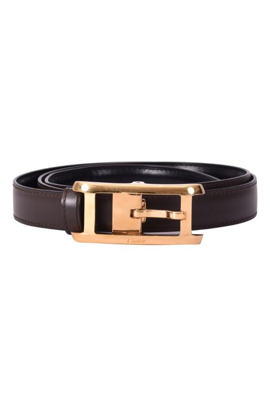 Cartier Gold Finished Buckle Leather Belt
