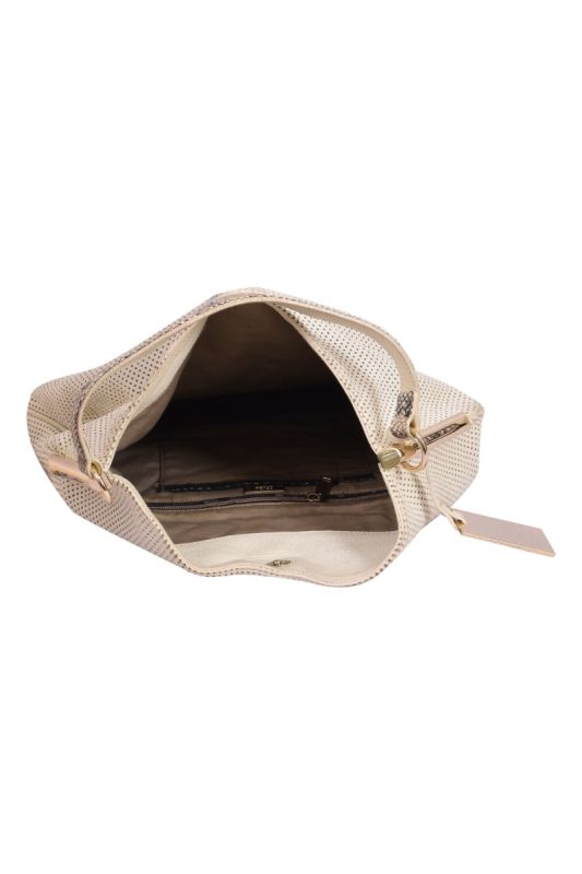 Cavalli Class White Perforated Leather Hobo Bag