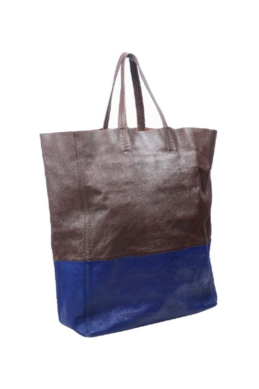 Celine Blue Vertical Cabas Leather Tote Bag
