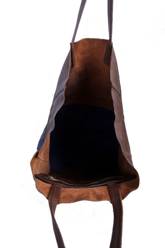 Celine Blue Vertical Cabas Leather Tote Bag