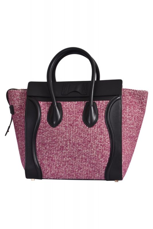 Celine Pink Luggage Tweed Mini Handbag