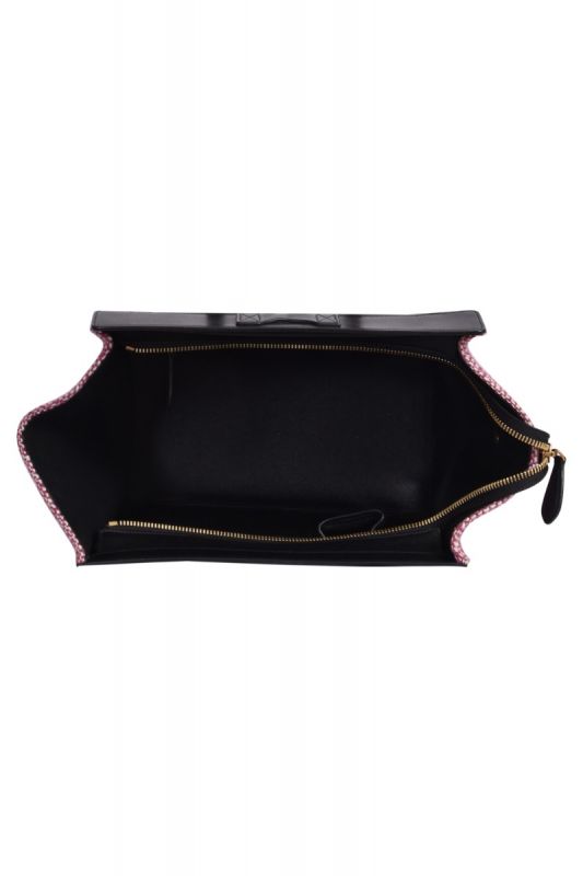 Celine Pink Luggage Tweed Mini Handbag