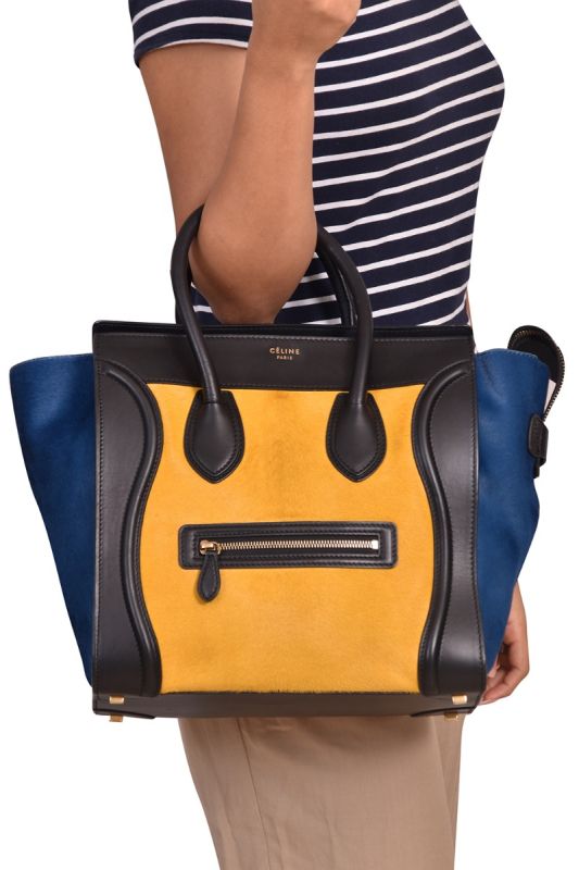 Celine Pony Hair Mini Tri-color Luggage Tote Bag