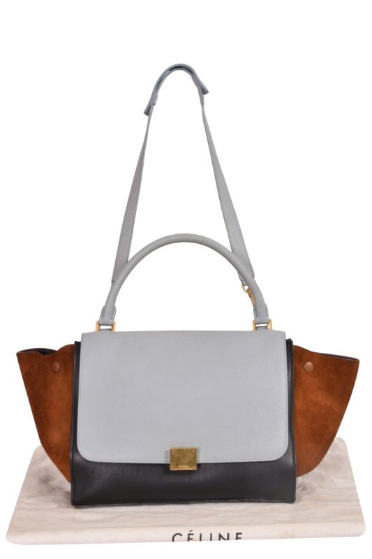 Celine Tricolor Leather and Suede Trapeze Top Handle Bag