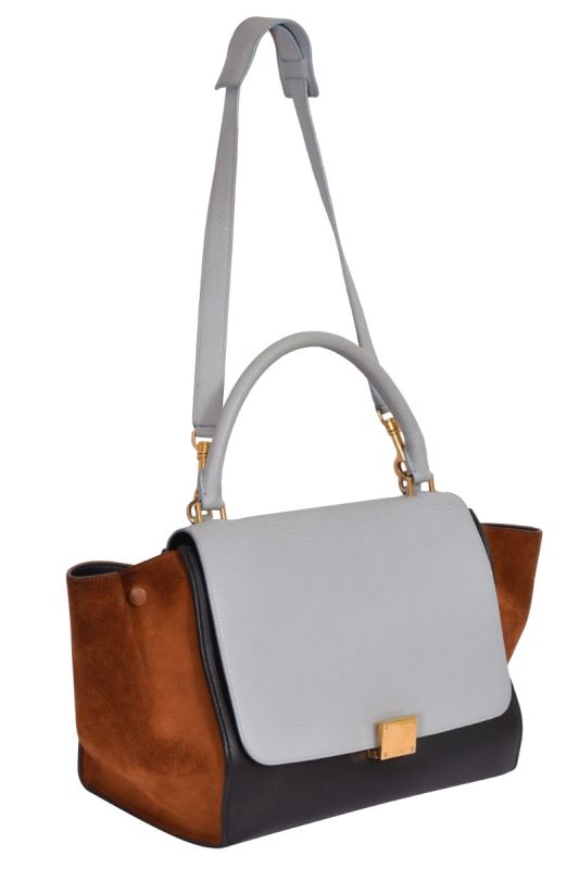 Celine Tricolor Leather and Suede Trapeze Top Handle Bag