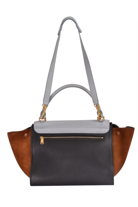 Celine Tricolor Leather and Suede Trapeze Top Handle Bag